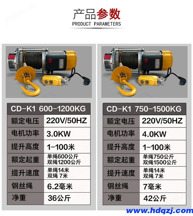 CD-K1多功能提升機產品參數 CD-K1多功能提升機產品參數